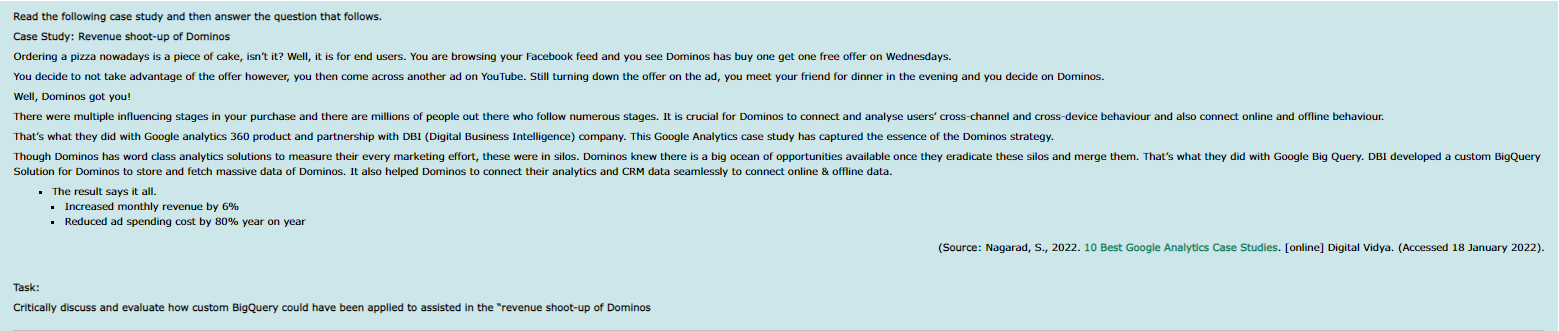 Read The Following Case Study And Then Answer The Question That Follows Case Study Revenue Shoot Up Of Dominos Orderin 1