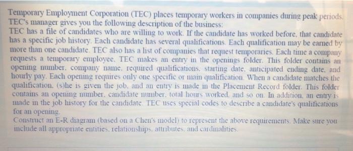 Temporary Employment Corporation Tec Places Temporary Workers In Companies During Peak Periods Tec S Manager Gives Yo 1