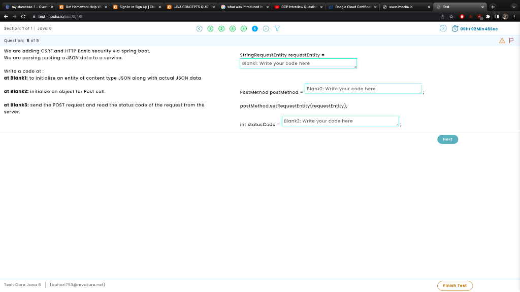 My Database 1 Over Xc Get Homework Help W X Sign In Or Sign Up Cho X C Test Imocha Io Test 0 4 8 Section 1 Of 1 Java 1