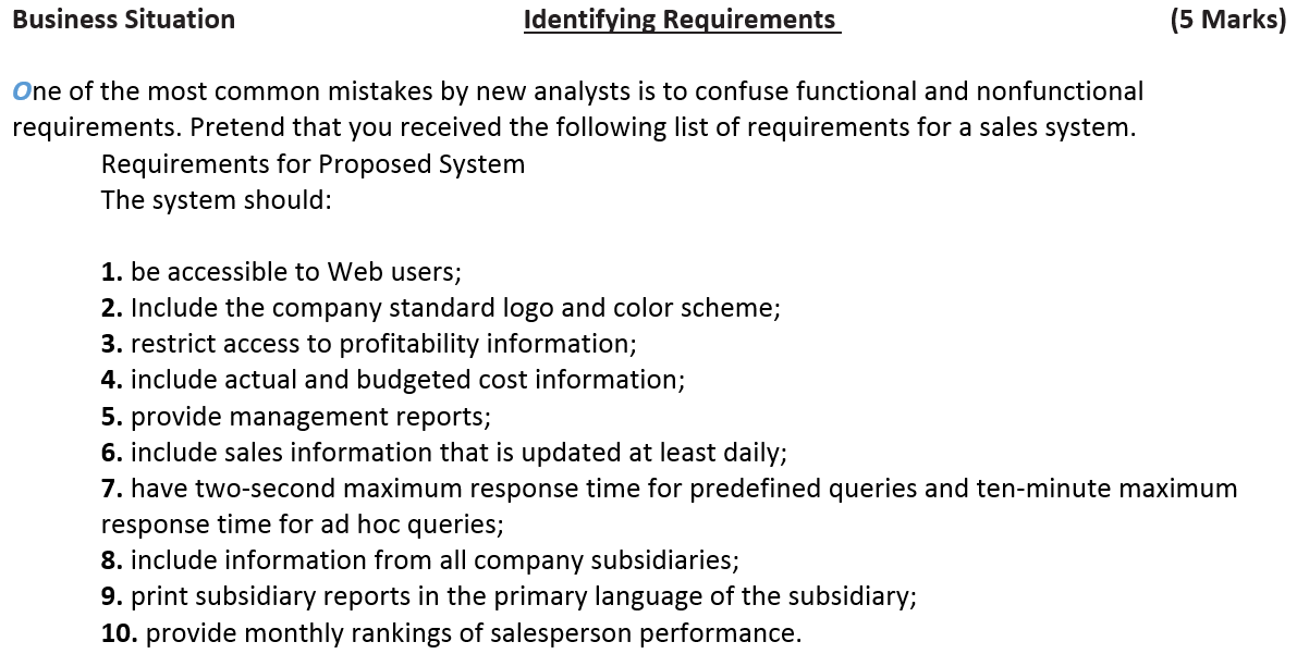 Business Situation Identifying Requirements One Of The Most Common Mistakes By New Analysts Is To Confuse Functional And 1