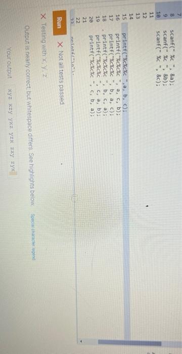 7 8 Scanf C A Scanf C B Scanf C C 15 16 17 Printf Cxcxc A B C Printf Cxc C A C B Pri 1