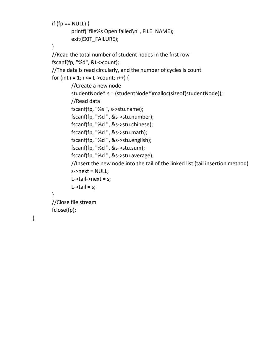 If Fp Null Printf File S Open Failed N File Name Exit Exit Failure Read The Total Number Of Student 3