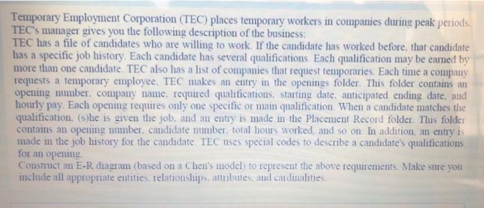 Temporary Employment Corporation Tec Places Temporary Workers In Companies During Peak Periods Tec S Manager Gives Yo 1