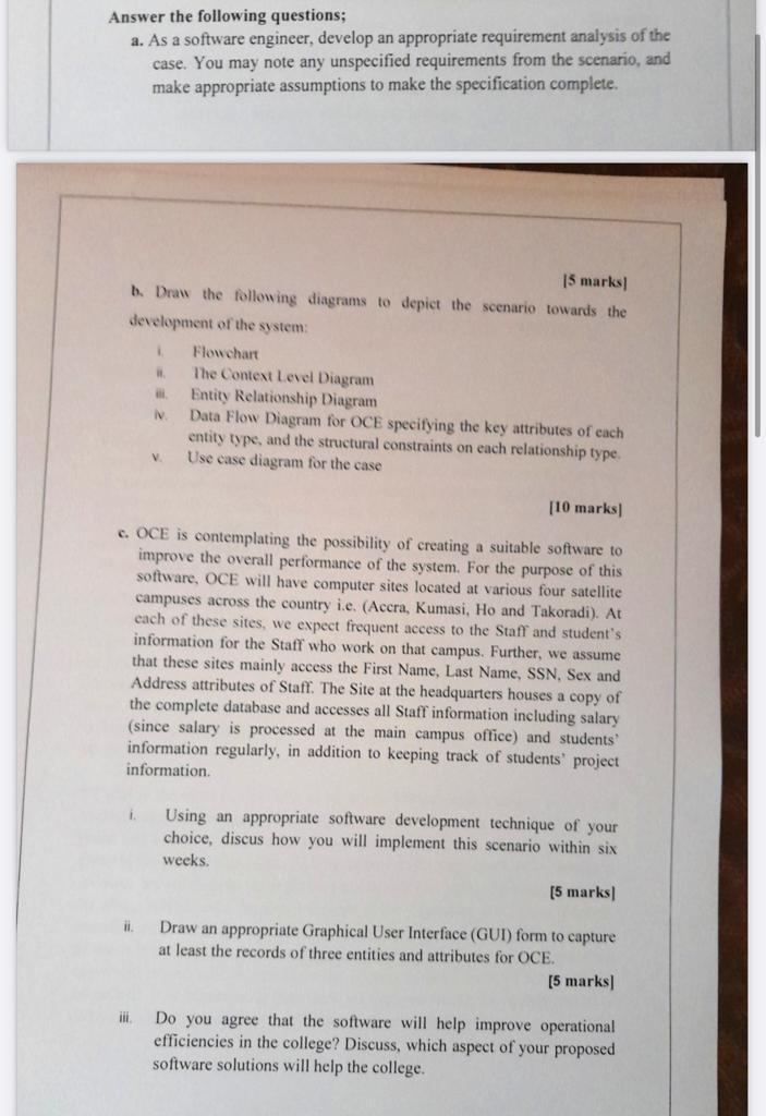 Question 1 Case Study Software For Ola College Of Education Ola College Of Education Oce Is One Of The Colleges Of Edu 2