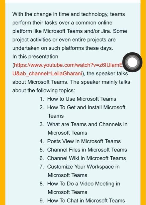 With The Change In Time And Technology Teams Perform Their Tasks Over A Common Online Platform Like Microsoft Teams And 1