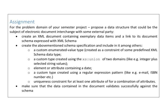 Assignment For The Problem Domain Of Your Semester Project Propose A Data Structure That Could Be The Subject Of Electro 2