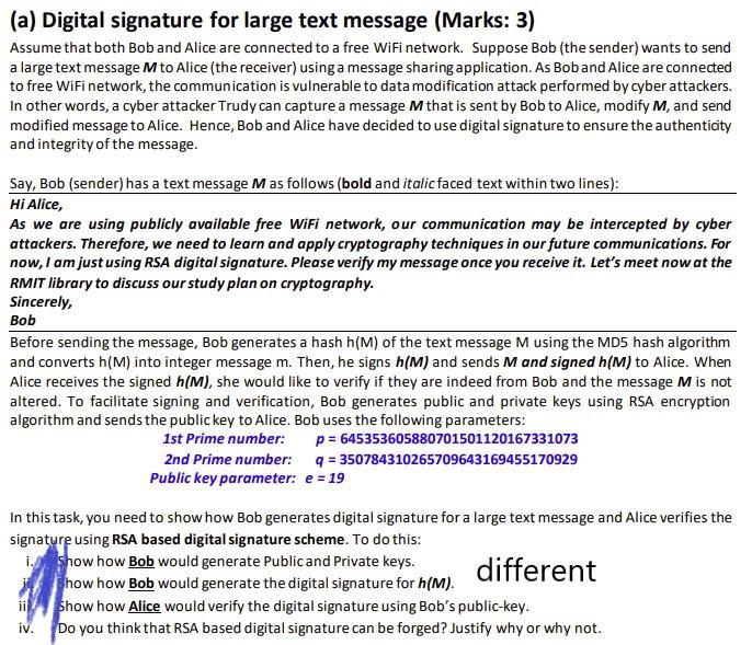 A Digital Signature For Large Text Message Marks 3 Assume That Both Bob And Alice Are Connected To A Free Wifi Netw 1
