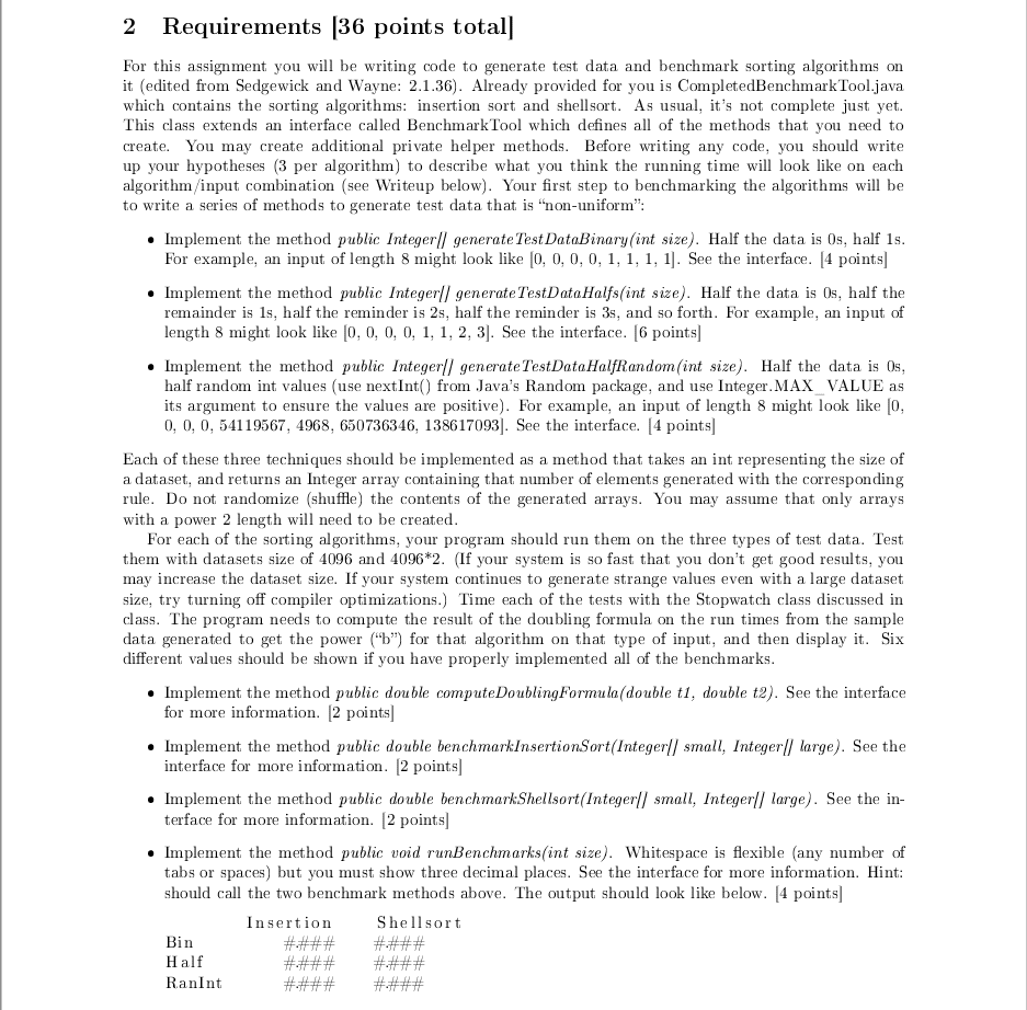 Summary In This Homework You Will Be Implementing Code To Generate Test Data And Benchmark Sorting 1 Background Learn 2