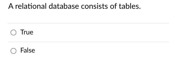 A Relational Database Consists Of Tables O True False Consider The Following Table Named Employee Which Sql Statement 1