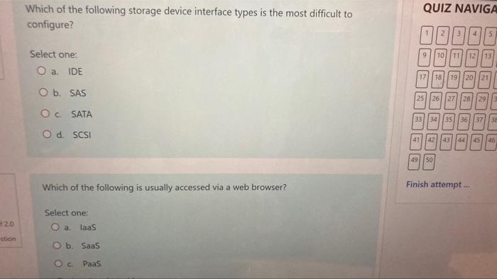 12 0 Stion Which Of The Following Storage Device Interface Types Is The Most Difficult To Configure Select One O A Id 1