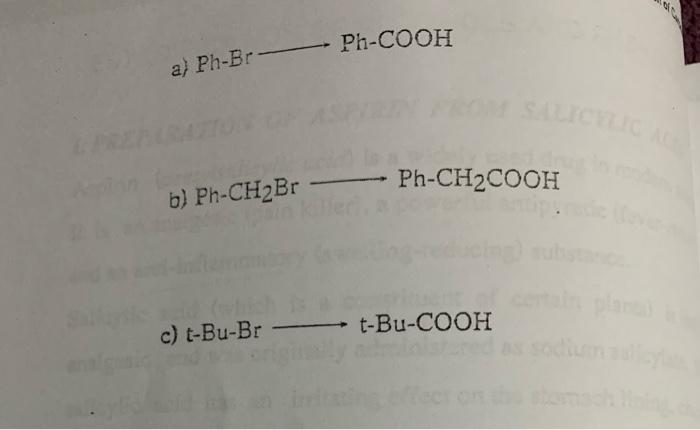 Ph Cooh A Ph Br Salice We Are Ph Ch2cooh B Ph Ch2br C T Bu Br T Bu Cooh 1