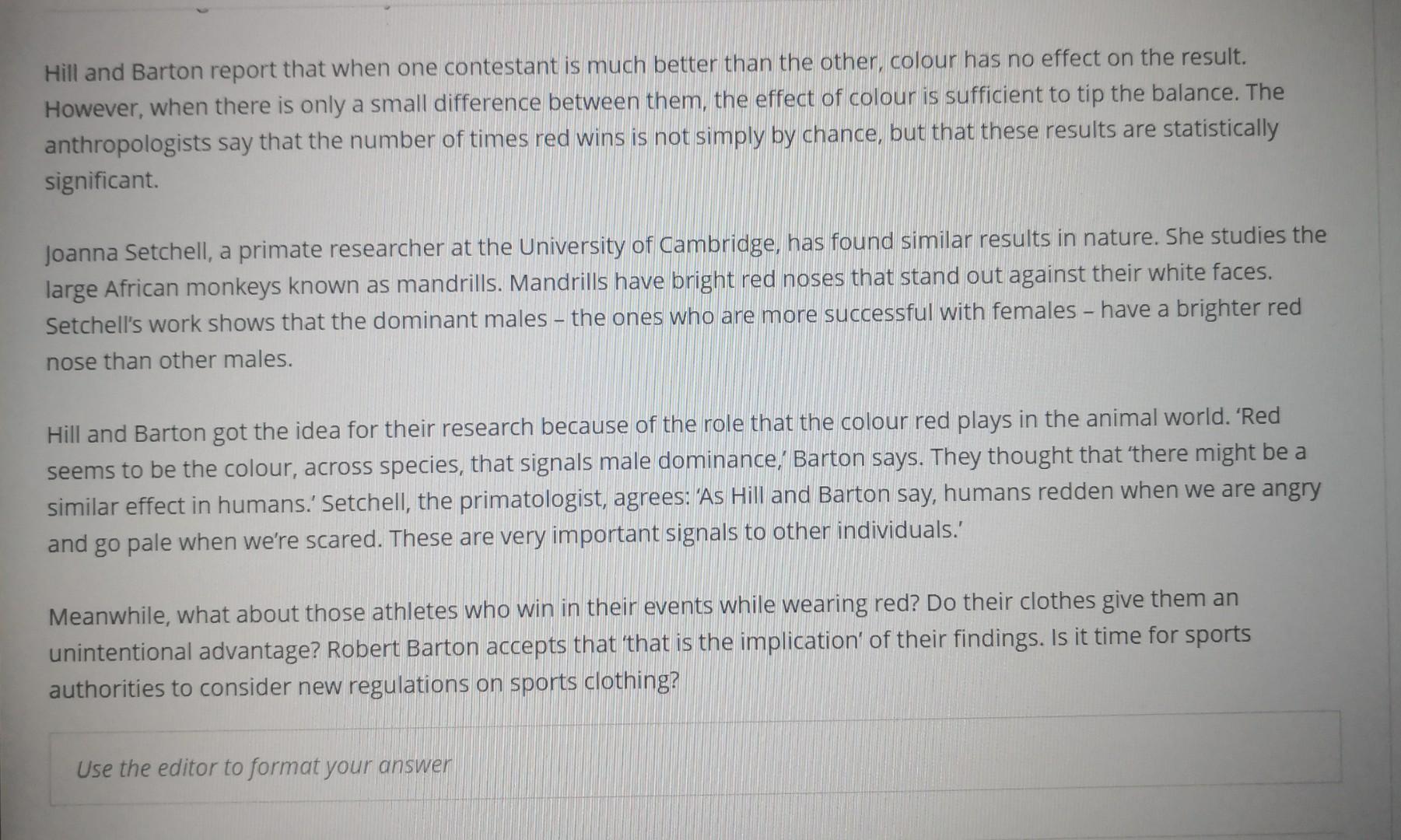 Hill And Barton Report That When One Contestant Is Much Better Than The Other Colour Has No Effect On The Result Howev 1
