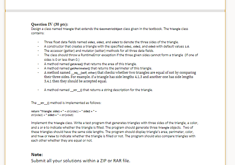 Python Language I Need An Answer To This Question With A Proving And Text Please Geometricobject Class Class Geometri 1