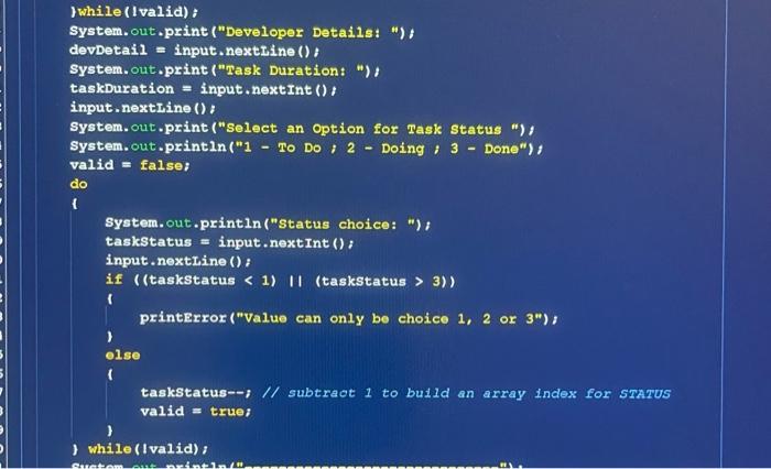 System Out Print Task Name Taskname Input Nextline Do System Out Print Task Description Taskdescr 2