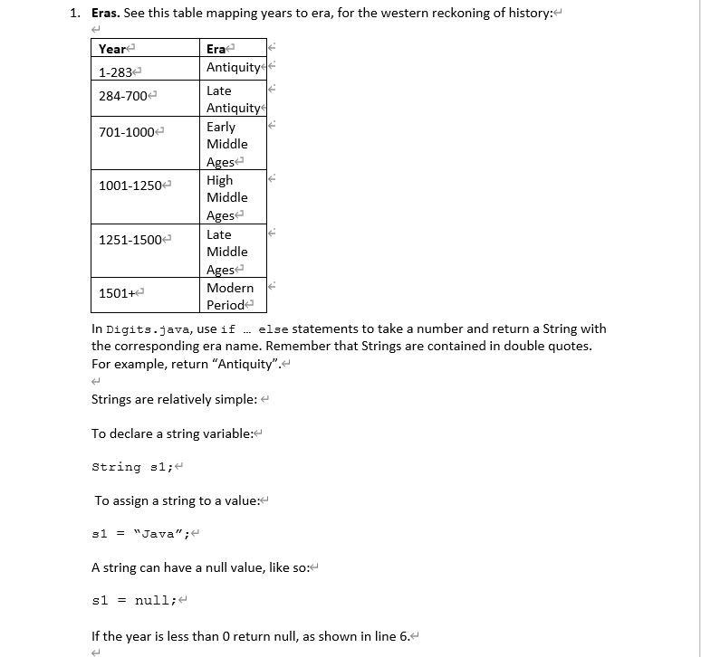 1 Eras See This Table Mapping Years To Era For The Western Reckoning Of History E Year Era 1 283 Antiquity 284 700 L 1