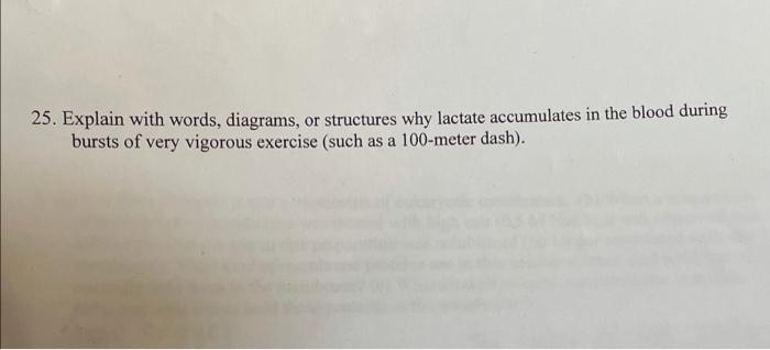 25 Explain With Words Diagrams Or Structures Why Lactate Accumulates In The Blood During Bursts Of Very Vigorous Exer 1