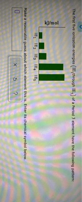 The First Five Ionization Energies Ie Through Les Of A Period 3 Element Have The Following Pattern Ie Ie2 Ie Ie4 I 1