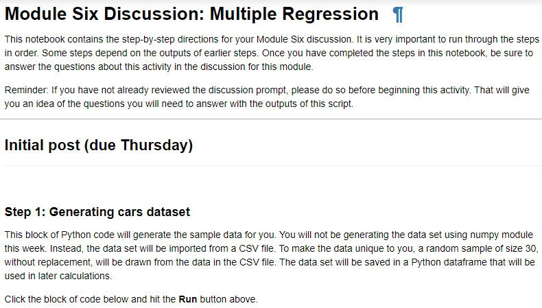 6 4 Discussion Creating A Multiple Regression Model Use The Link In The Jupyter Notebook Activity To Access Your Python 3