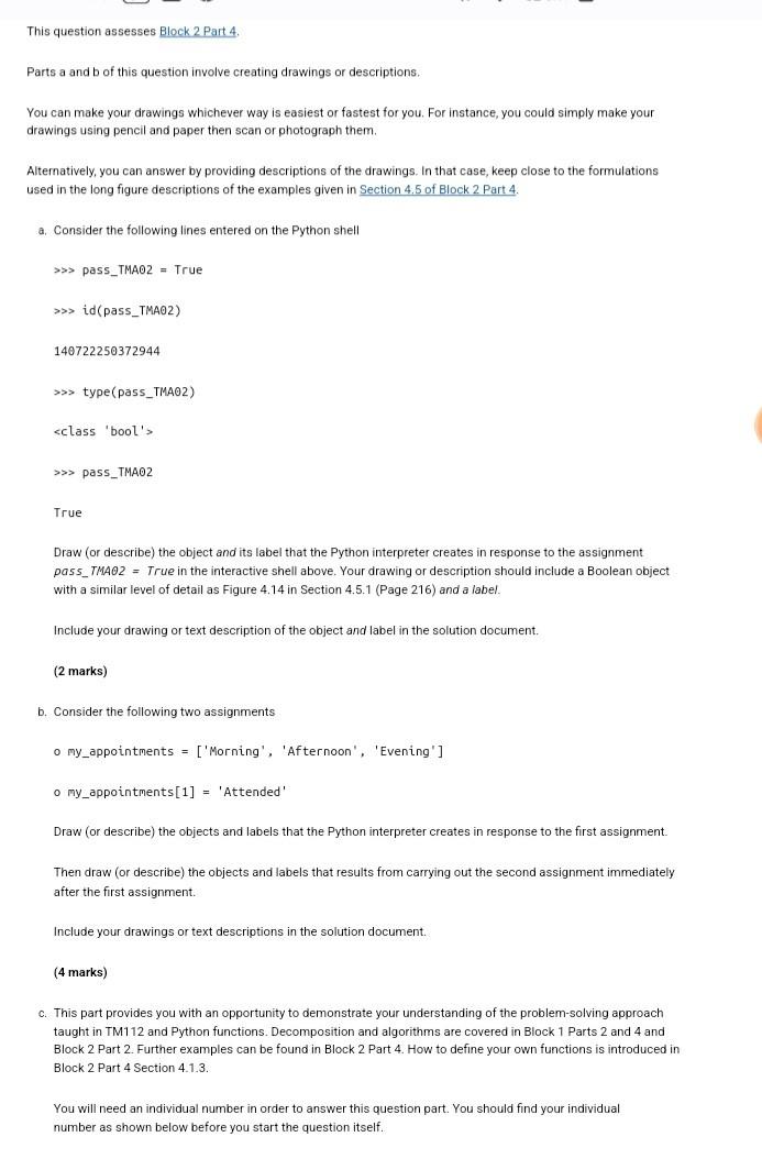 This Question Assesses Block 2 Part 4 Parts A And B Of This Question Involve Creating Drawings Or Descriptions You Can 1