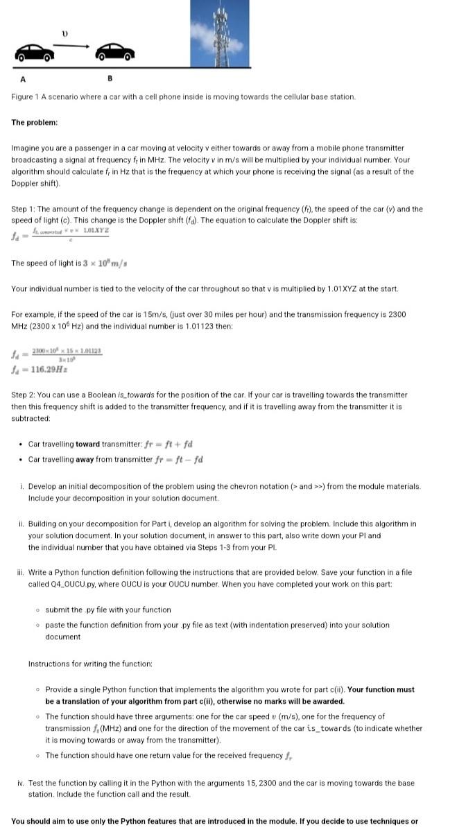 A B Figure 1 A Scenario Where A Car With A Cell Phone Inside Is Moving Towards The Cellular Base Station The Problem I 1
