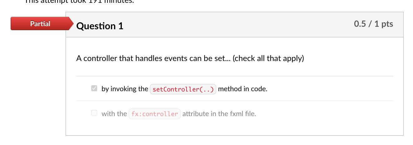Partial Mpt Took 17 Question 1 A Controller That Handles Events Can Be Set Check All That Apply By Invoking The Set 1