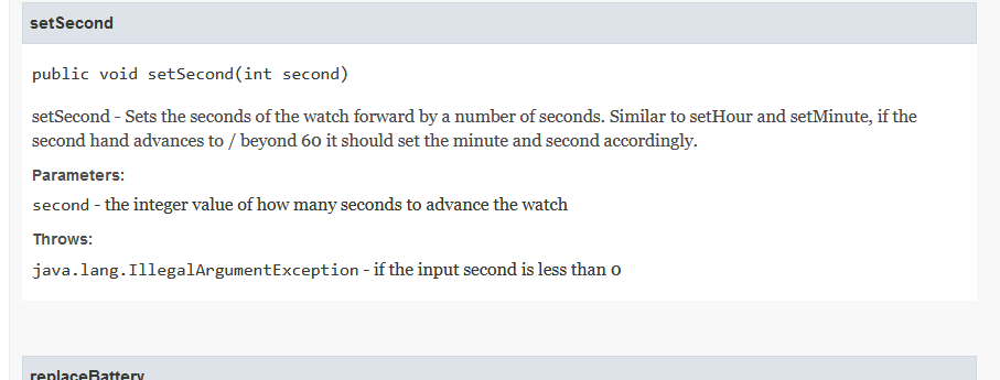 Set Second Public Void Setsecond Int Second Setsecond Sets The Seconds Of The Watch Forward By A Number Of Seconds S 1