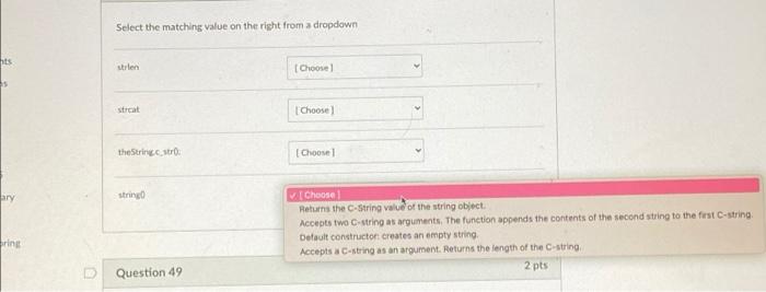 Nts Ary Ring Select The Matching Value On The Right From A Dropdown Strien Choose Streat Choose Thestring C Stro Ch 1