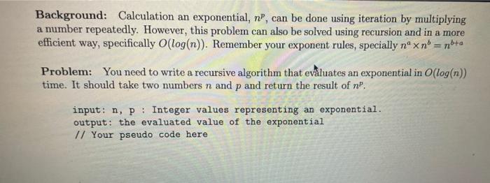 Background Calculation An Exponential No Can Be Done Using Iteration By Multiplying A Number Repeatedly However Thi 1