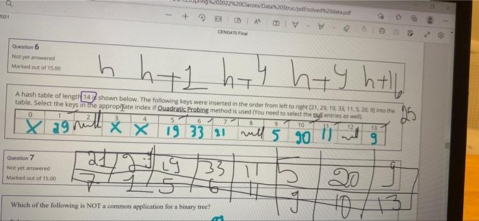 Q 2021 12022 20classes Data205truc Pdt Solved 20data Pdf 1 A B 8108 Cengato Final Question 6 Not Yet Answered Marked O 1