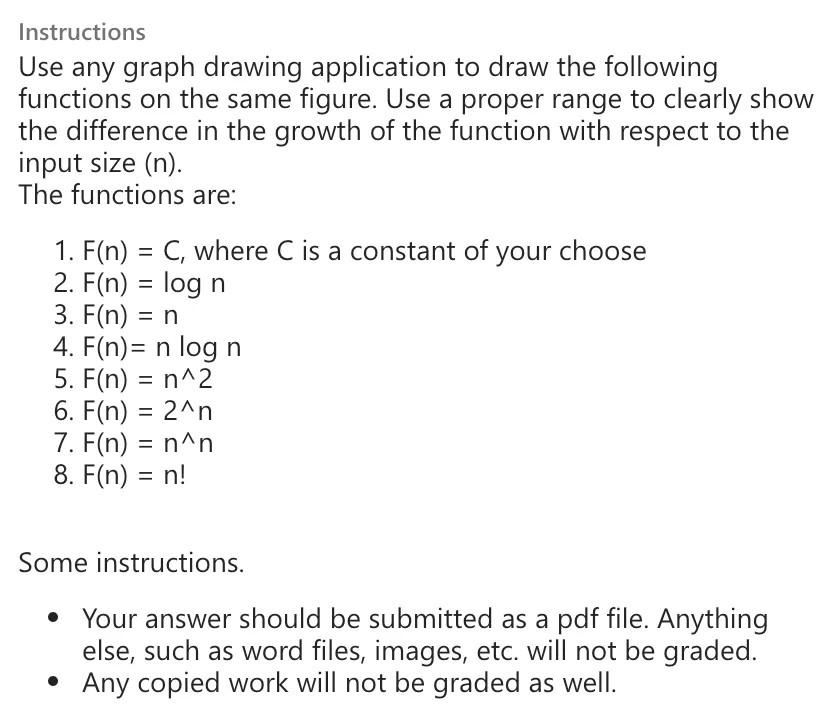 Instructions Use Any Graph Drawing Application To Draw The Following Functions On The Same Figure Use A Proper Range To 1