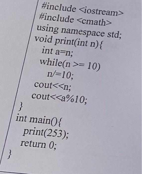 Include Iostream Include Cmath Using Namespace Std Void Print Int N Int A N While N 10 N 10 Cout N C 2