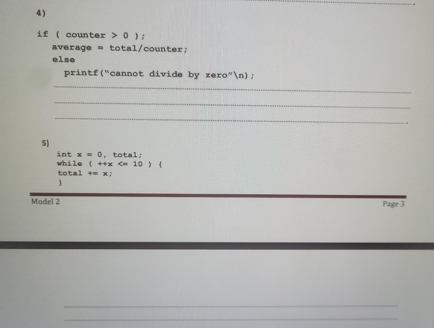 If Counter 0 Average Total Counter Else Printf Cannot Divide By Zero N Int X 0 Total While X 10 1
