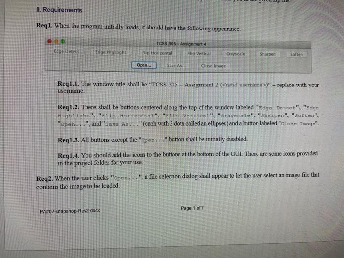 Ii Requirements Req1 When The Program Initially Loads It Should Have The Following Appearance 900 Tcss 305 Assignmen 1