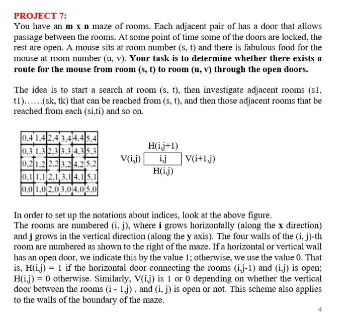 Project 7 You Have An M X N Maze Of Rooms Each Adjacent Pair Of Has A Door That Allows Passage Between The Rooms At S 1