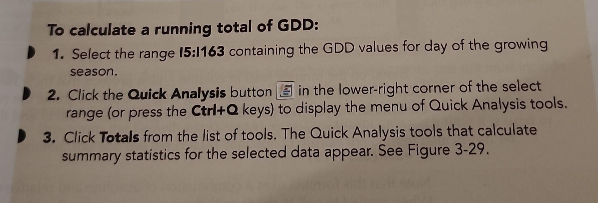 To Calculate A Running Total Of Gdd 1 Select The Range 15 1163 Containing The Gdd Values For Day Of The Growing Season 1