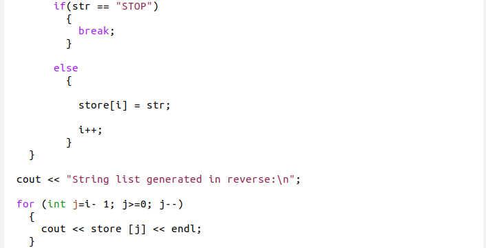 Include Include Using Namespace Std Int Main String Str String Store 100 Int I 0 Cout Enter A String 2
