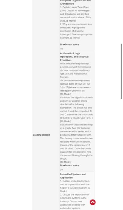 Grading Criteria Computer Organisation And Architecture 1 Explain Linear Tape Open Lto Discuss Its Advantages And Dr 1