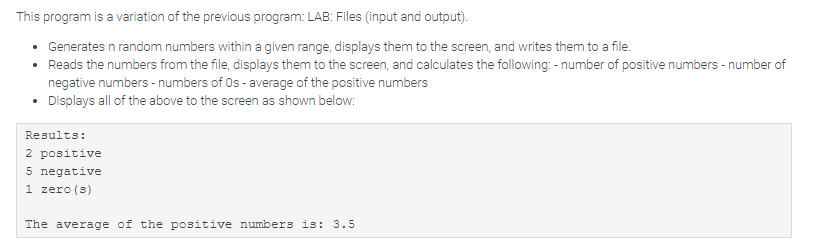 In C Introduction To Files This Program Is A Variation Of The Previous Program Lab Files Input And Output 1