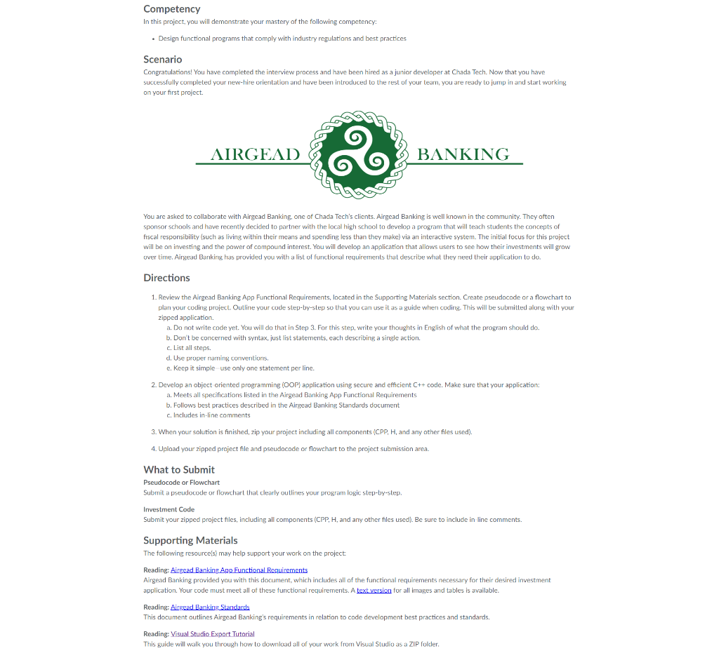 Competency In This Project You Will Demonstrate Your Mastery Of The Following Competency Design Functional Programs 1
