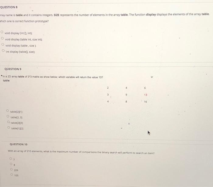 Stion Completion Status Question 6 17 Array Table 7 Y Table 1 2 What Is The Value Of Y 24 O 40 09 11 30 Question 7 A 2