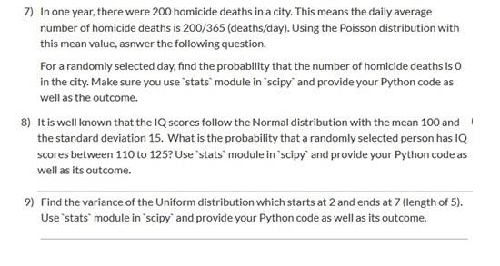 7 In One Year There Were 200 Homicide Deaths In A City This Means The Daily Average Number Of Homicide Deaths Is 200 1
