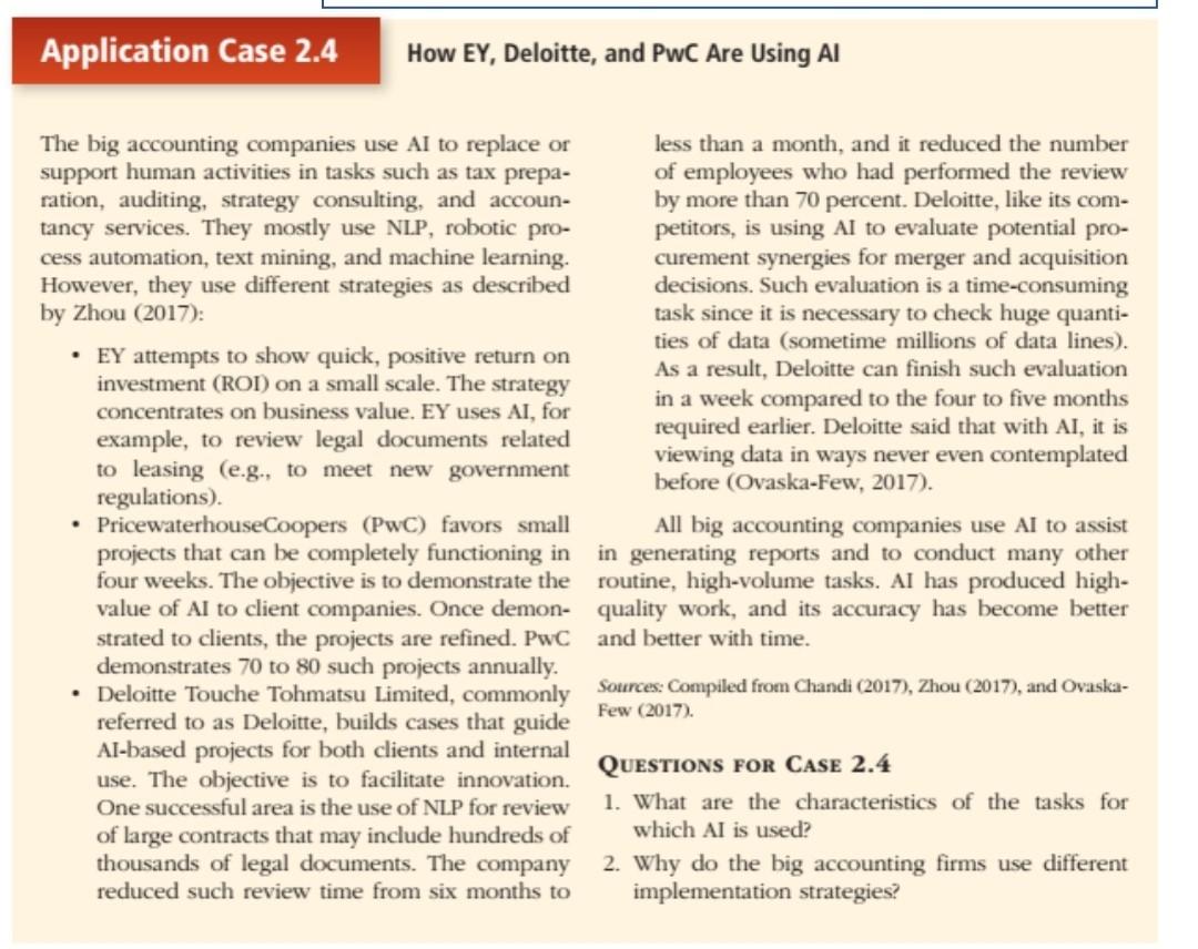 Application Case 2 4 The Big Accounting Companies Use Ai To Replace Or Support Human Activities In Tasks Such As Tax Pre 1
