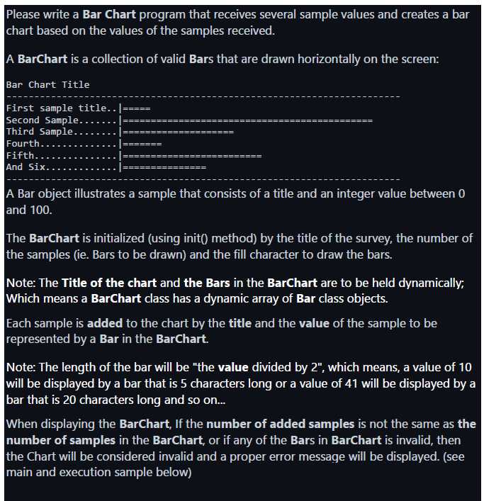 C Problem The Program Should Have 5 Files Named Bartester Cpp This File Tests The Bar Class Of Your Diy Work 1