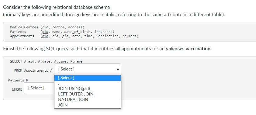 Consider The Following Relational Database Schema Primary Keys Are Underlined Foreign Keys Are In Italic Referring To 1