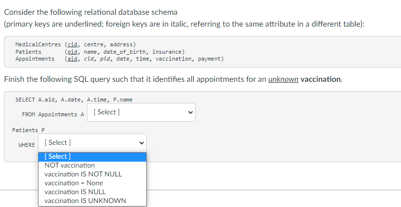 Consider The Following Relational Database Schema Primary Keys Are Underlined Foreign Keys Are In Italic Referring To 2