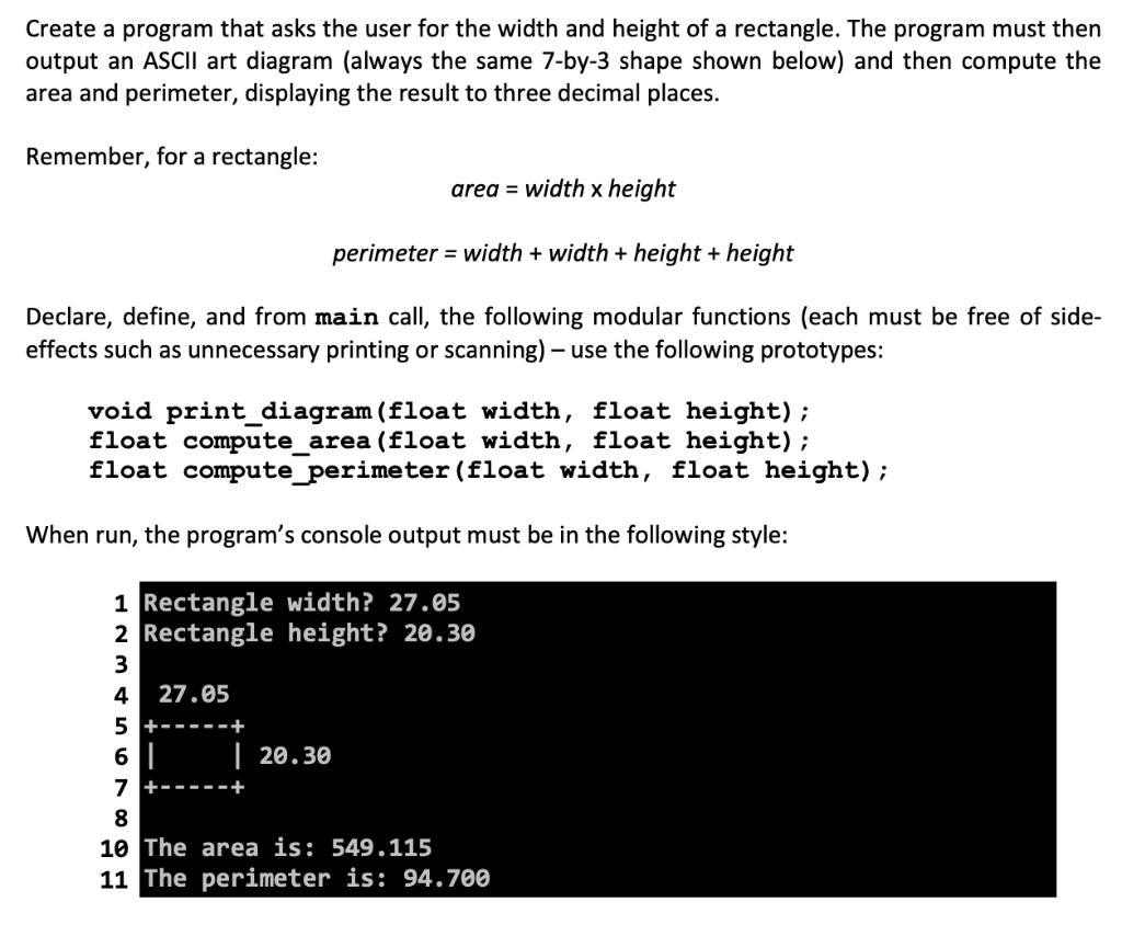 Create A Program That Asks The User For The Width And Height Of A Rectangle The Program Must Then Output An Ascii Art D 1