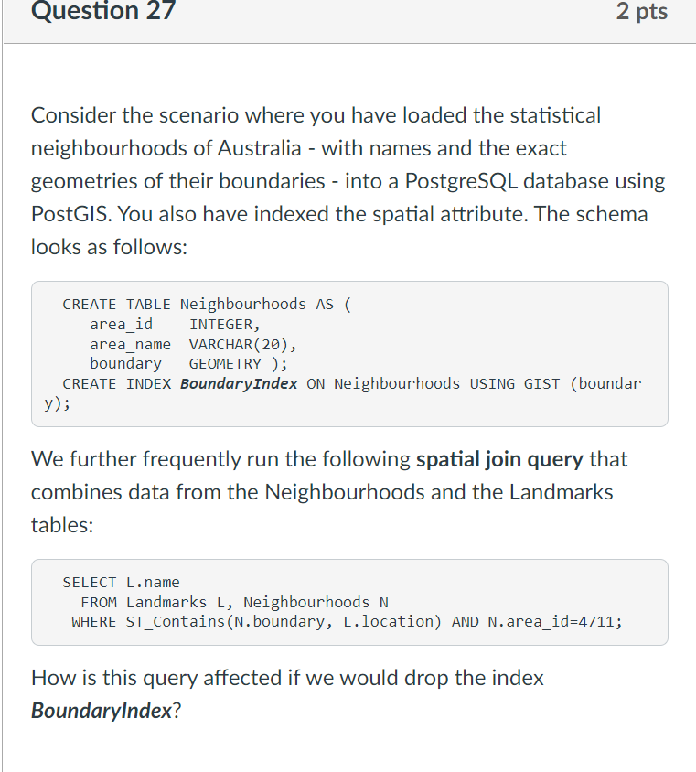 Question 27 Consider The Scenario Where You Have Loaded The Statistical Neighbourhoods Of Australia With Names And The 1