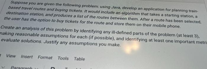 Suppose You Are Given The Following Problem Using Java Develop An Application For Planning Train Based Travel Routes 1