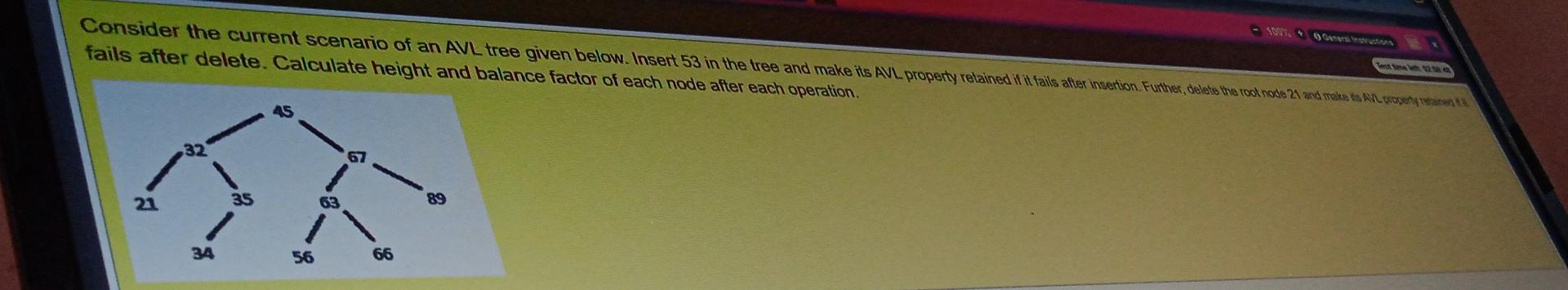 Consider The Current Scenario Of An Avl Tree Given Below Insert 53 In The Tree And Make Its Avl Property Retained If It 1