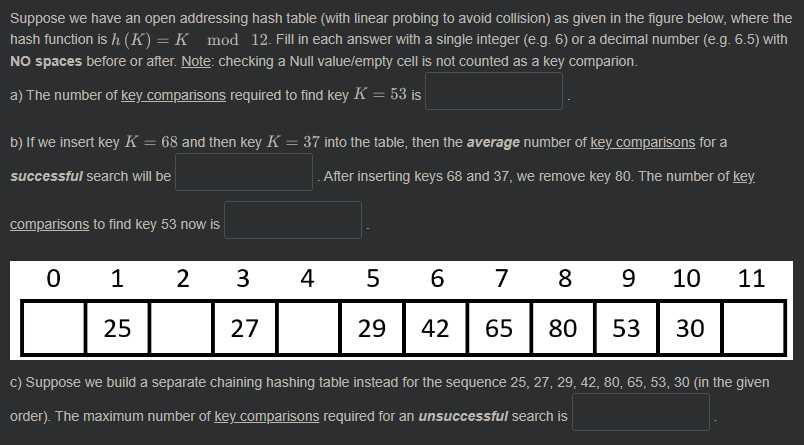 Suppose We Have An Open Addressing Hash Table With Linear Probing To Avoid Collision As Given In The Figure Below Whe 1